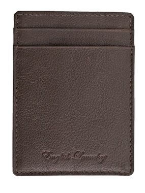 English Laundry Men's Genuine Leather RFID Slim Card Case Money Clip Brown